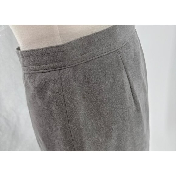 Vintage Yves St Simon Grey Suede Leather Skirt Suit Womens Size M Two-Piece - Picture 16 of 16